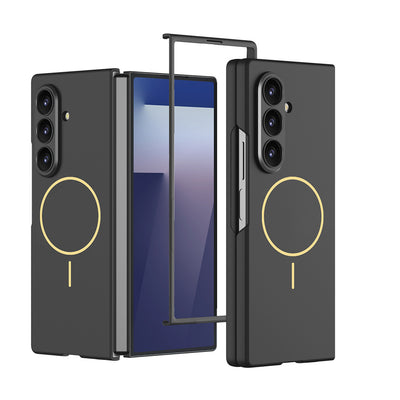 Galaxy Z Fold 7 Kılıf Wireless Şarj Özellikli Zore Kıpta M-safe Kapak Siyah