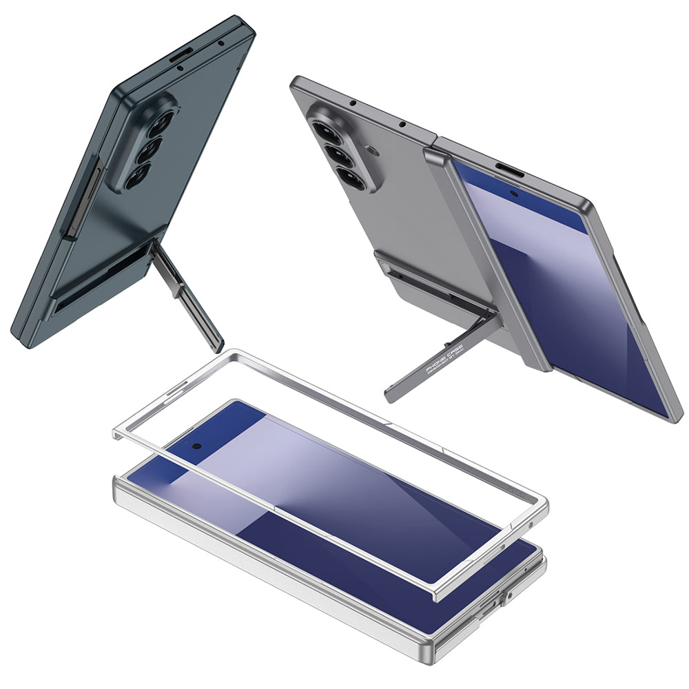 Galaxy Z Fold 7 Kılıf Zore Kıpta Standlı Kapak Gri