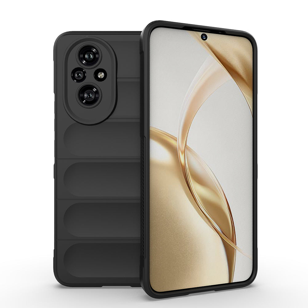 Honor 200 Pro Kılıf Esnek TPU Oyuklu Arka Yüzey Tasarımlı Zore Etnik Silikon Kapak Siyah