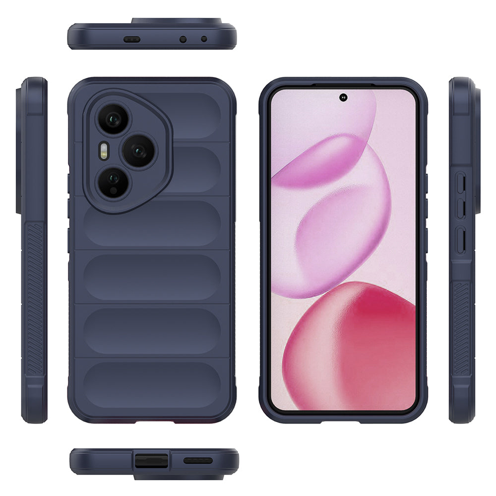 Honor 400 Pro Kılıf Esnek TPU Oyuklu Arka Yüzey Tasarımlı Zore Etnik Silikon Kapak Lacivert