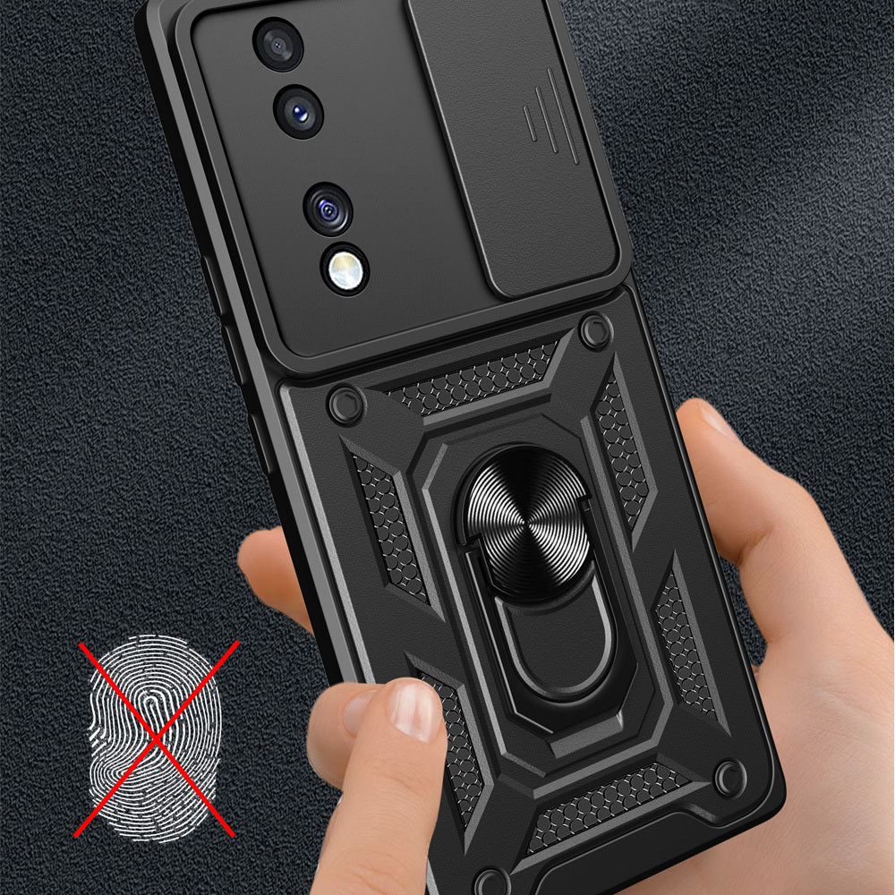Honor 70 Kılıf Magnetik Standlı Kamera Korumalı Zore Sürgülü Vega Kapak Mavi