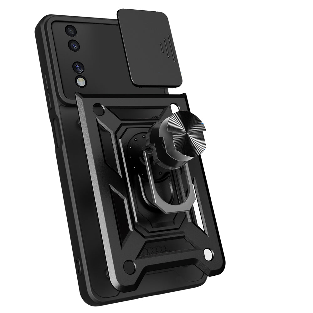 Honor 70 Kılıf Magnetik Standlı Kamera Korumalı Zore Sürgülü Vega Kapak Mavi