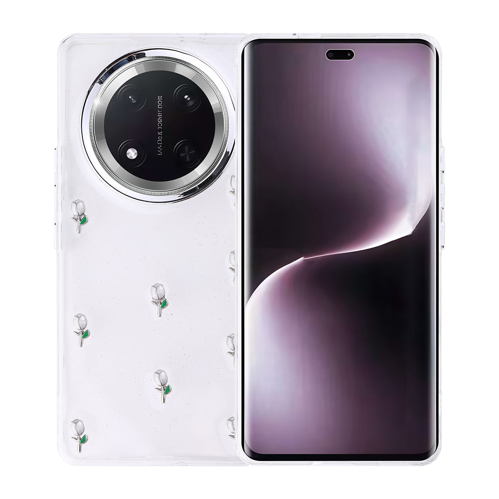 Honor Magic 7 Lite Kılıf Airbag Tasarımlı Simli Şeffaf Zore Kutup Kapak Fiyonk