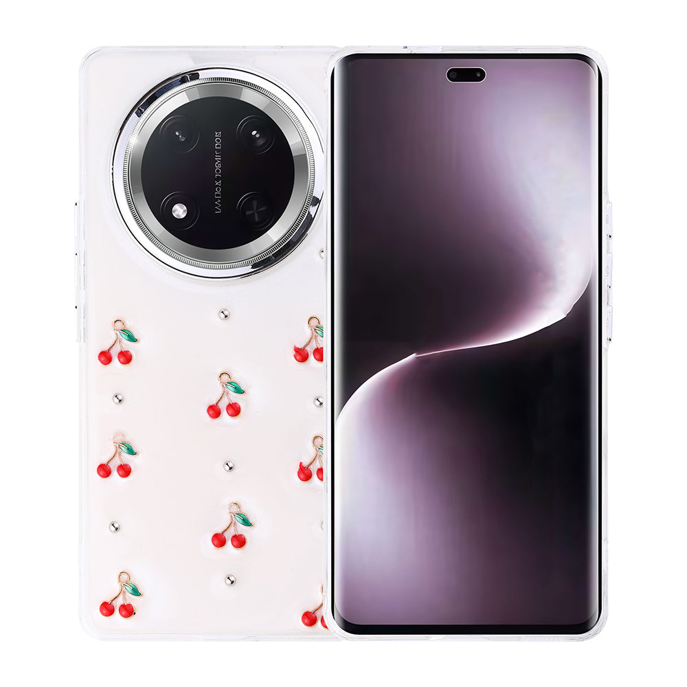 Honor Magic 7 Lite Kılıf Airbag Tasarımlı Simli Şeffaf Zore Kutup Kapak Kiraz