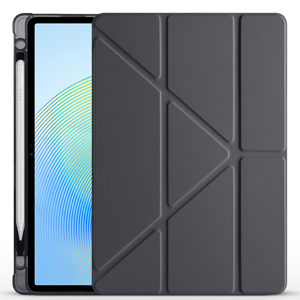 Honor Pad X8A Kılıf Zore Tri Folding Kalem Bölmeli Standlı Kılıf Gri