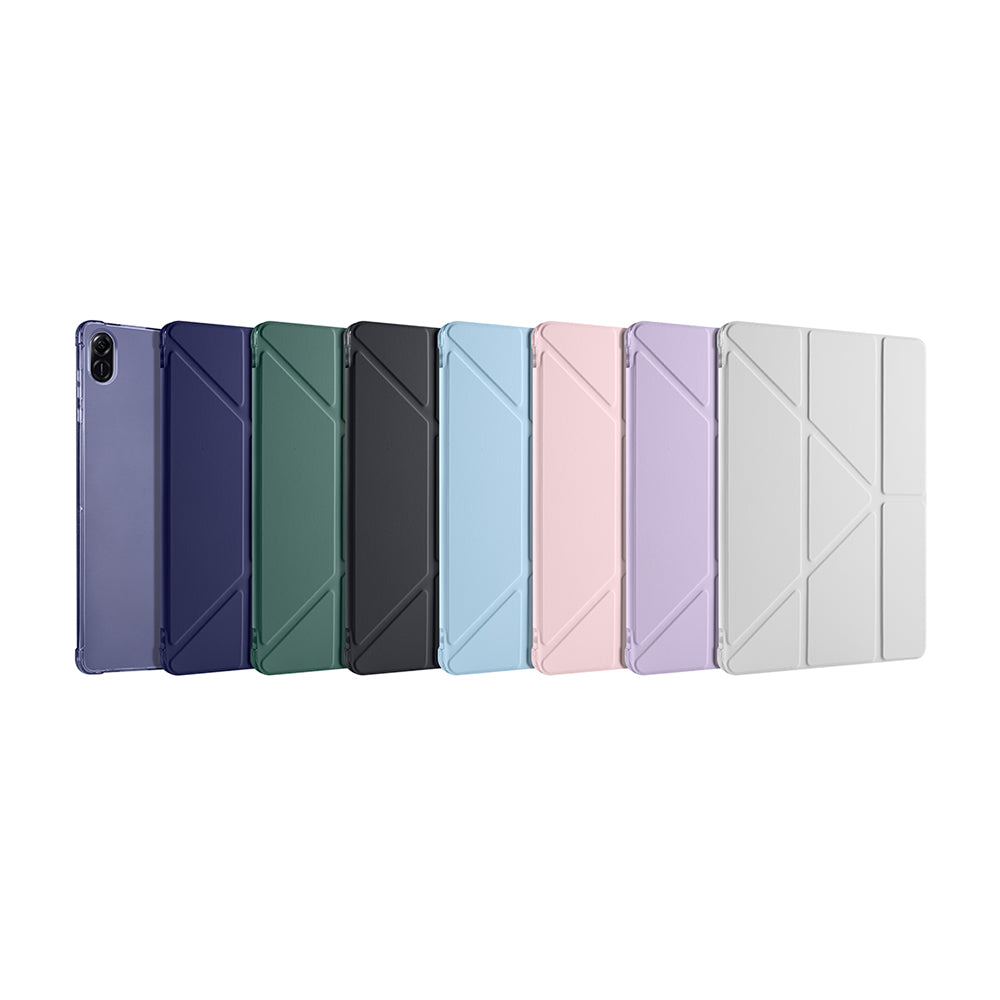 Honor Pad X8A Kılıf Zore Tri Folding Kalem Bölmeli Standlı Kılıf Gri