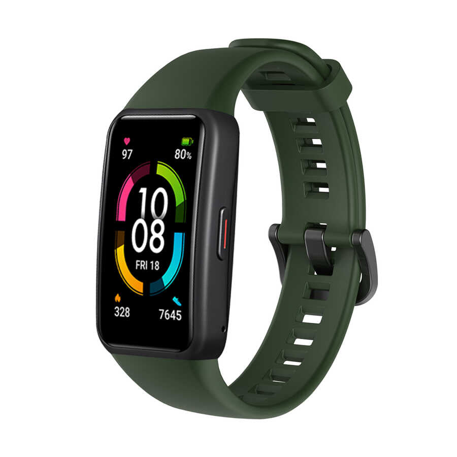 Huawei Band 6 Zore KRD-47 Silikon Kordon Koyu Yeşil