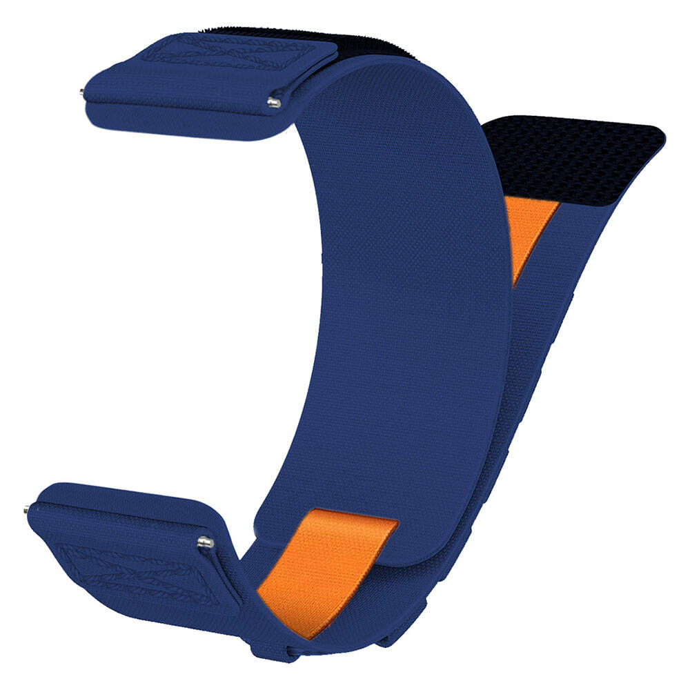 Huawei GT2 42mm Zore KRD-112 20mm Orbital Örgülü Halat Tasarımlı Naylon Kumaş Hasır Kordon Mavi