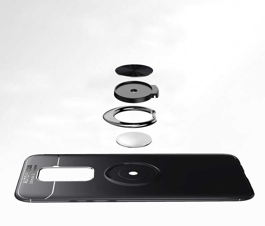 Huawei Mate 30 Lite Kılıf Zore Ravel Silikon Kapak Siyah-Mavi