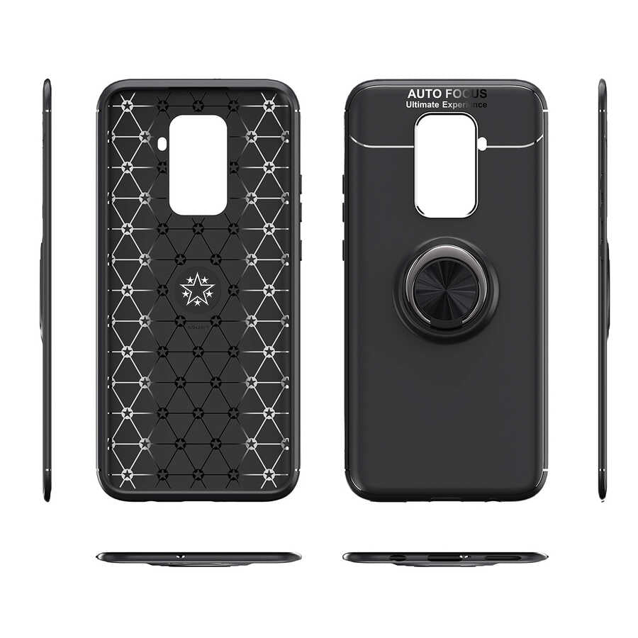 Huawei Mate 30 Lite Kılıf Zore Ravel Silikon Kapak Siyah-Kırmızı