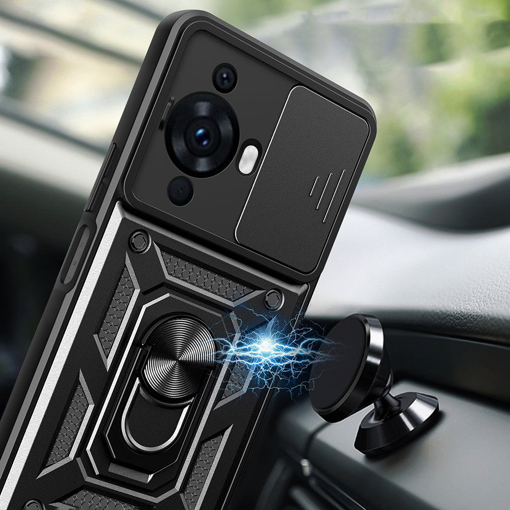 Huawei Nova 12S Kılıf Magnetik Standlı Kamera Korumalı Zore Sürgülü Vega Kapak Lacivert