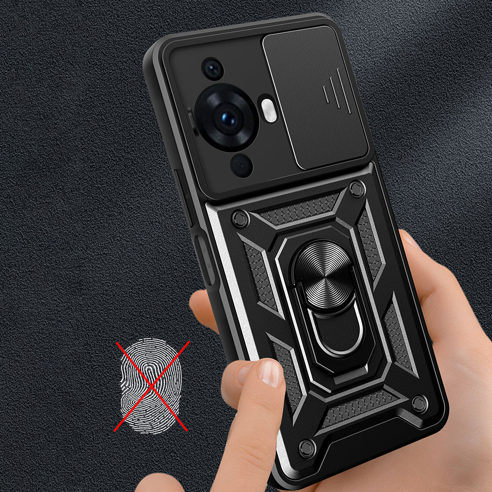 Huawei Nova 12S Kılıf Magnetik Standlı Kamera Korumalı Zore Sürgülü Vega Kapak Lacivert