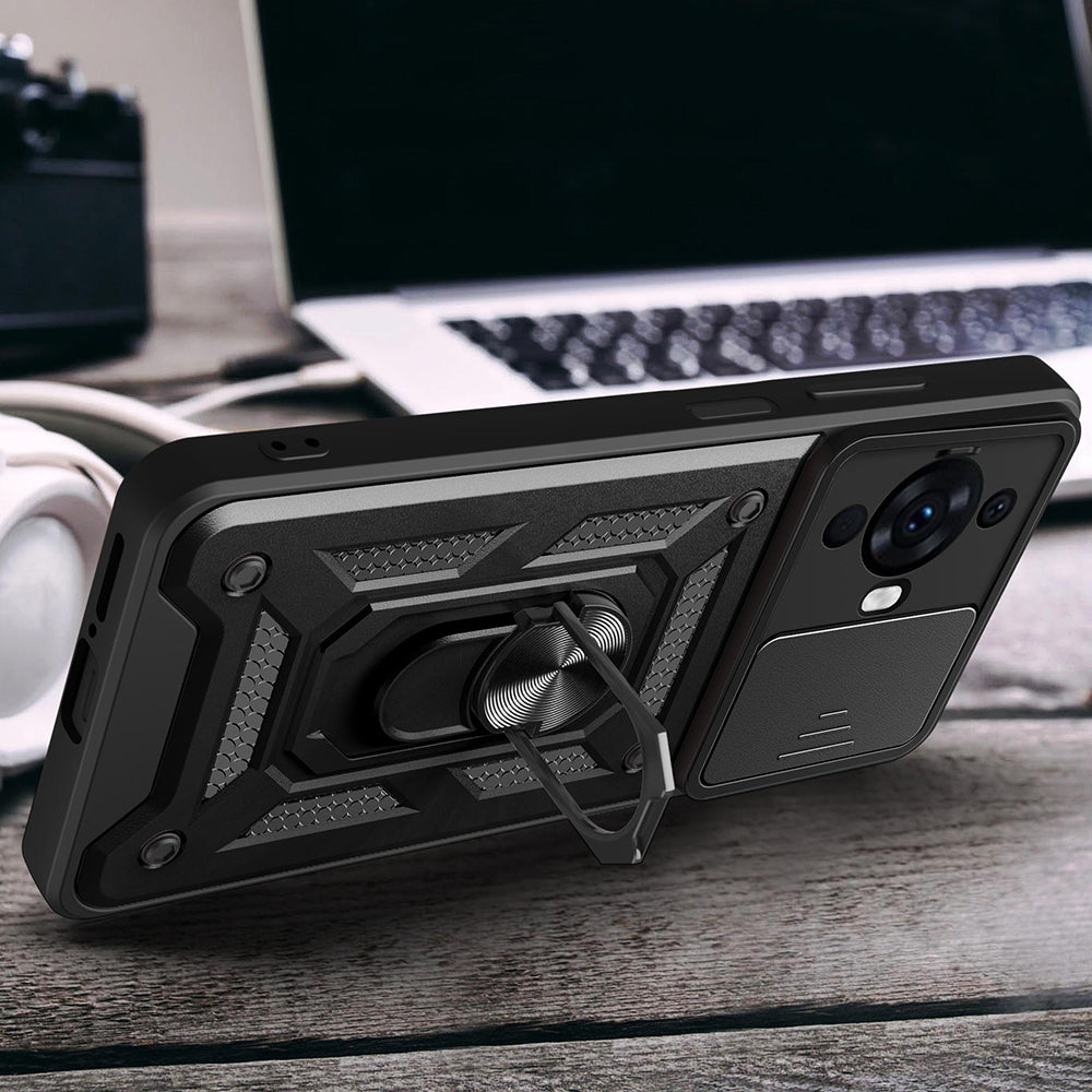 Huawei Nova 12S Kılıf Magnetik Standlı Kamera Korumalı Zore Sürgülü Vega Kapak Lacivert