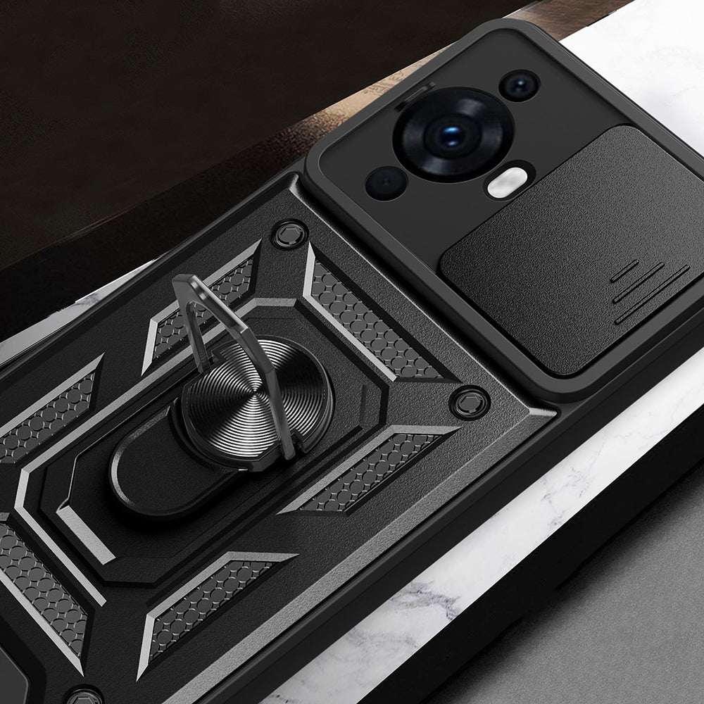 Huawei Nova 12S Kılıf Magnetik Standlı Kamera Korumalı Zore Sürgülü Vega Kapak Lacivert