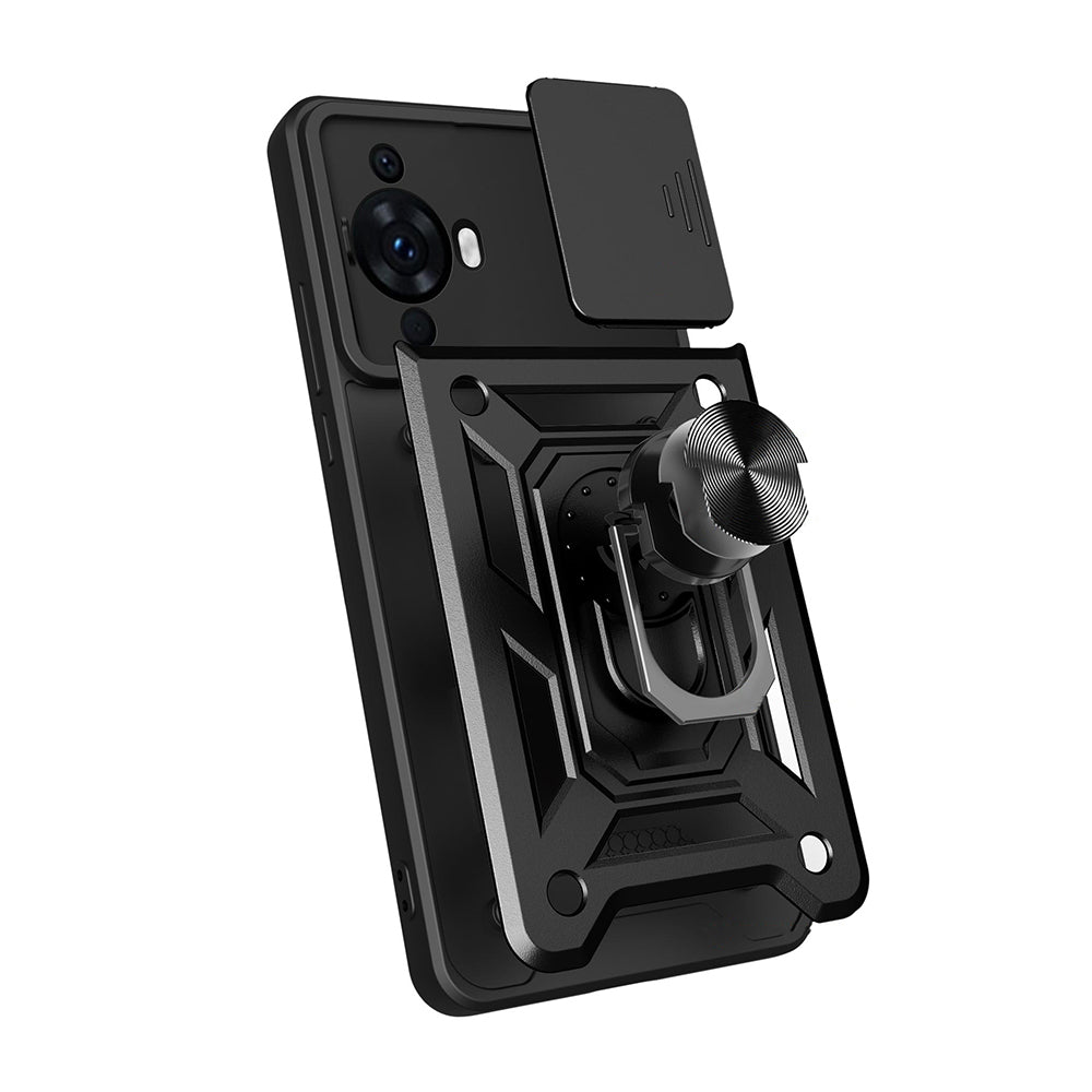 Huawei Nova 12S Kılıf Magnetik Standlı Kamera Korumalı Zore Sürgülü Vega Kapak Lacivert