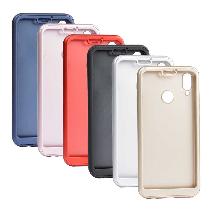 Huawei P Smart 2019 Kılıf Zore 360 3 Parçalı Rubber Kapak Siyah