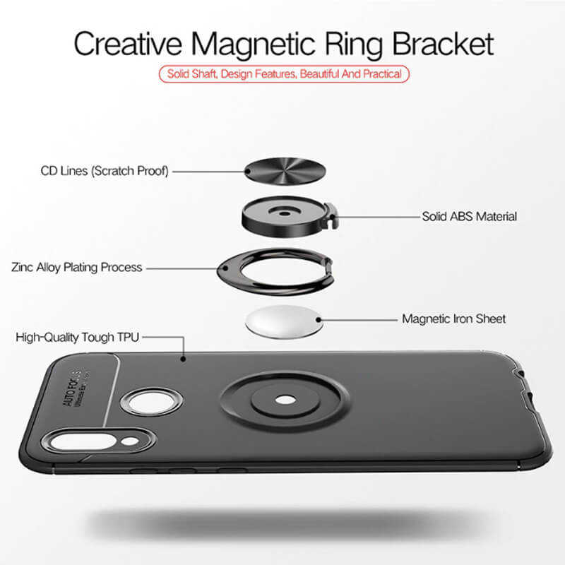 Huawei P Smart 2019 Kılıf Zore Ravel Silikon Kapak Siyah-Mavi
