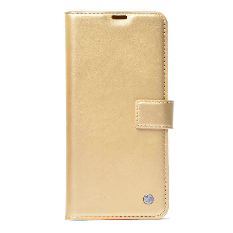 Huawei P Smart 2021 Kılıf Zore Kar Deluxe Kapaklı Kılıf Gold