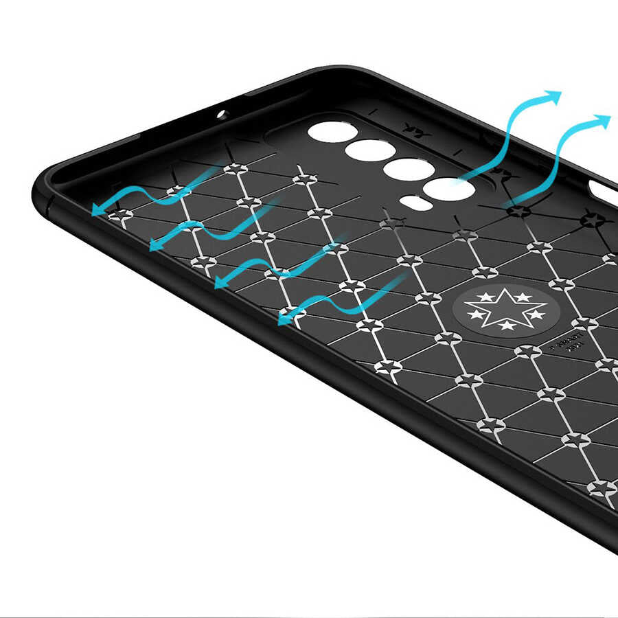 Huawei P Smart 2021 Kılıf Zore Ravel Silikon Kapak Siyah-Kırmızı