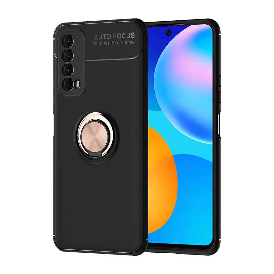 Huawei P Smart 2021 Kılıf Zore Ravel Silikon Kapak Siyah-Rose Gold
