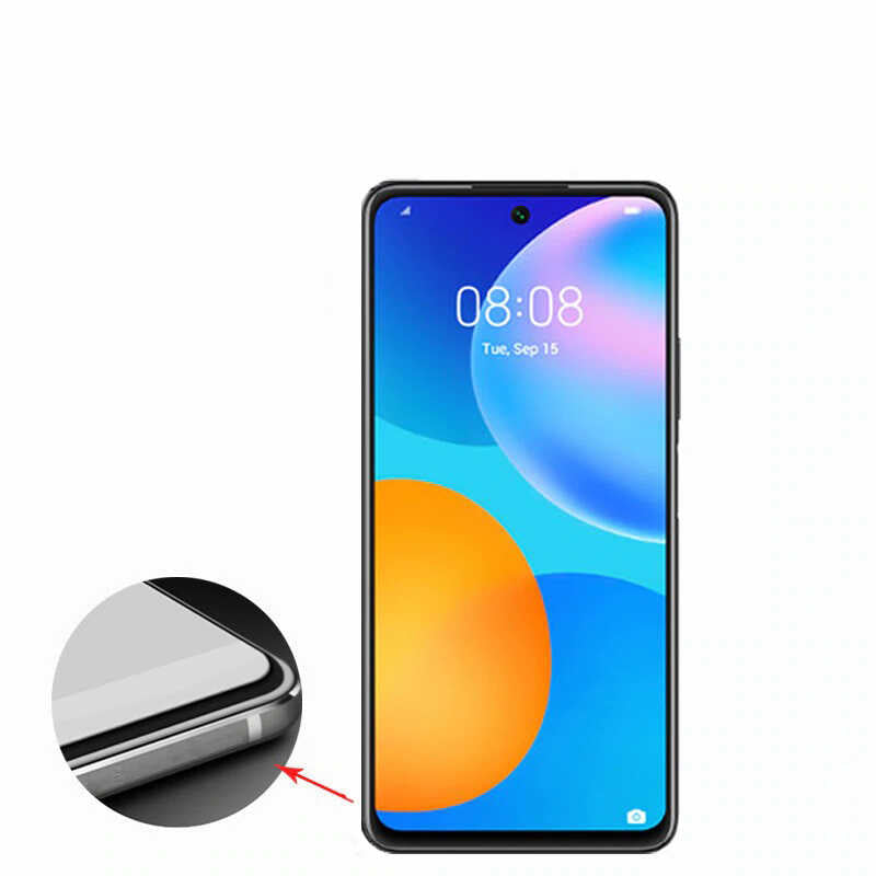 Huawei P Smart 2021 Zore Kenarları Kırılmaya Dayanıklı Cam Ekran Koruyucu Siyah