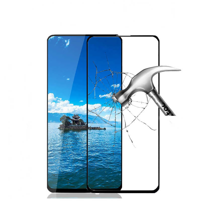 Huawei P Smart Pro 2019 Zore Kenarları Kırılmaya Dayanıklı Cam Ekran Koruyucu Siyah