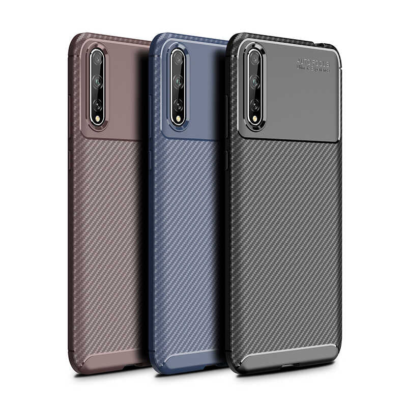Huawei P Smart S (Y8P) Kılıf Zore Negro Silikon Kapak Kahverengi