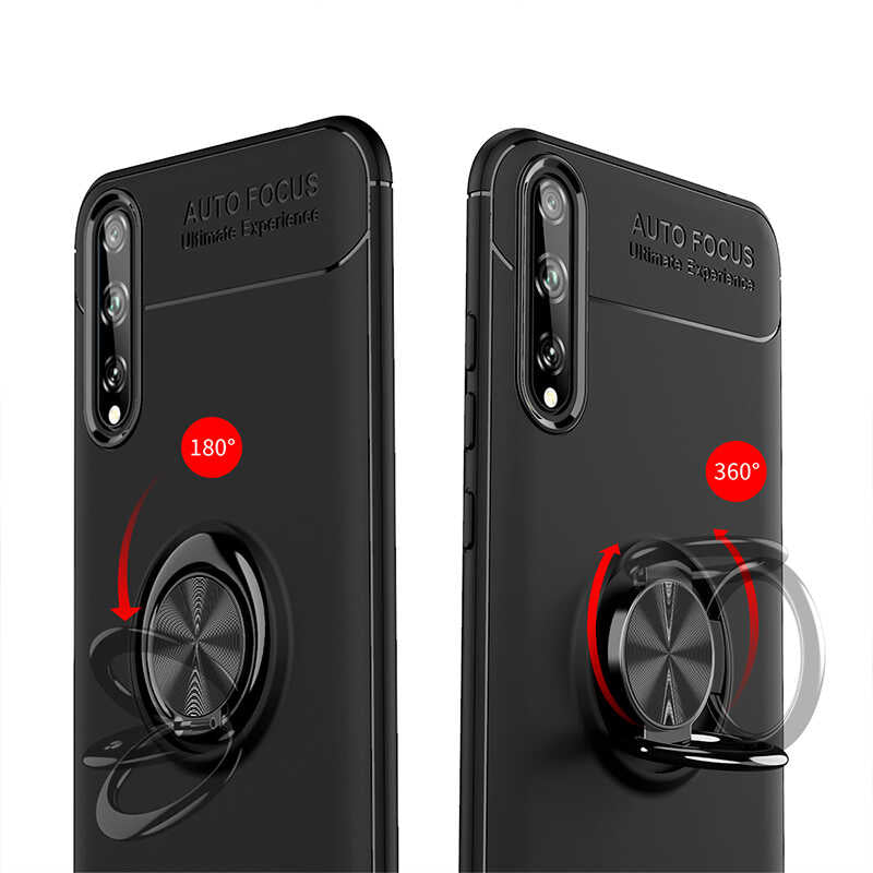 Huawei P Smart S (Y8P) Kılıf Zore Ravel Silikon Kapak Siyah-Mavi