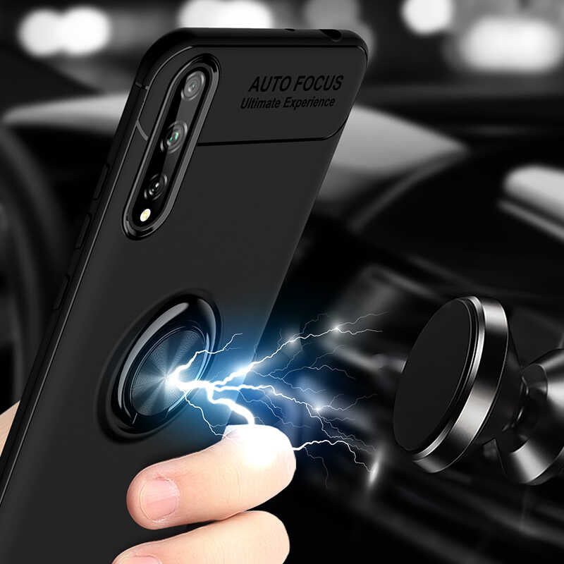 Huawei P Smart S (Y8P) Kılıf Zore Ravel Silikon Kapak Siyah-Mavi
