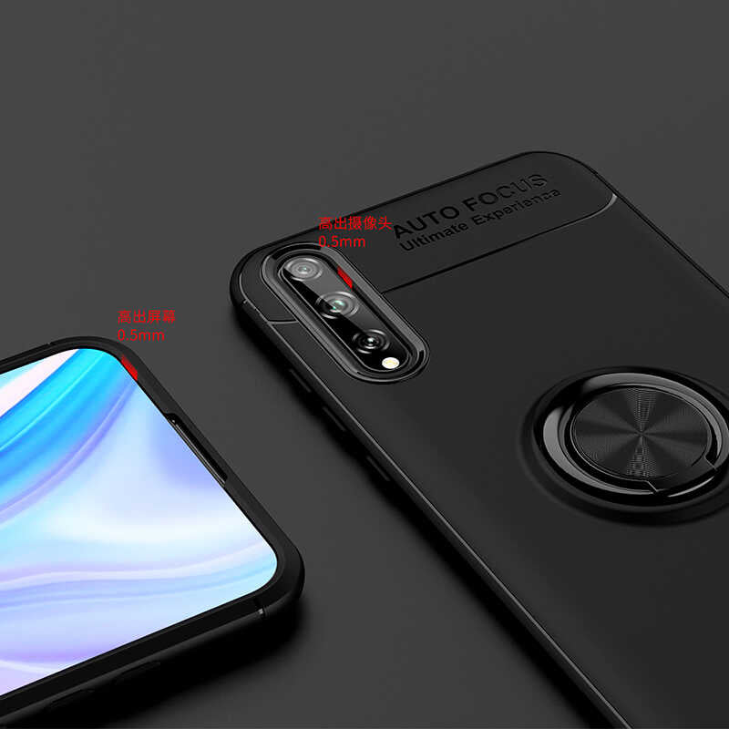Huawei P Smart S (Y8P) Kılıf Zore Ravel Silikon Kapak Siyah-Rose Gold