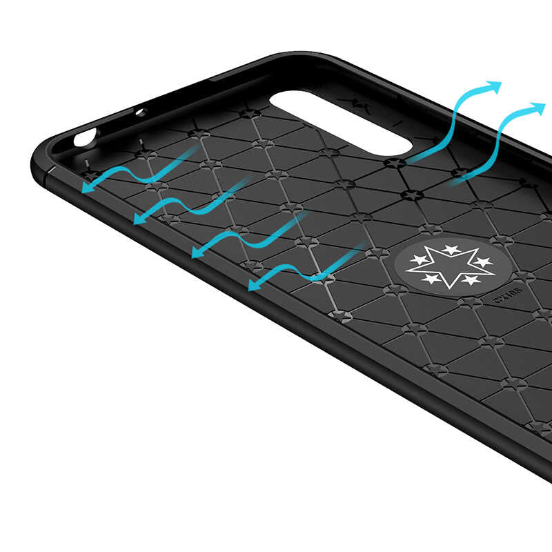 Huawei P Smart S (Y8P) Kılıf Zore Ravel Silikon Kapak Siyah-Mavi