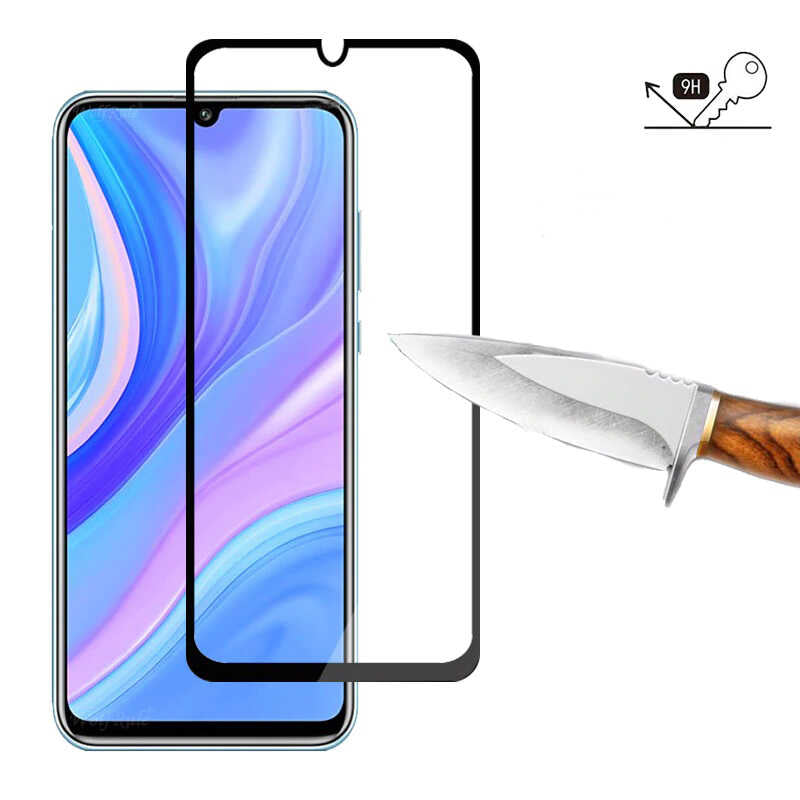 Huawei P Smart S (Y8P) Zore Kenarları Kırılmaya Dayanıklı Cam Ekran Koruyucu Siyah