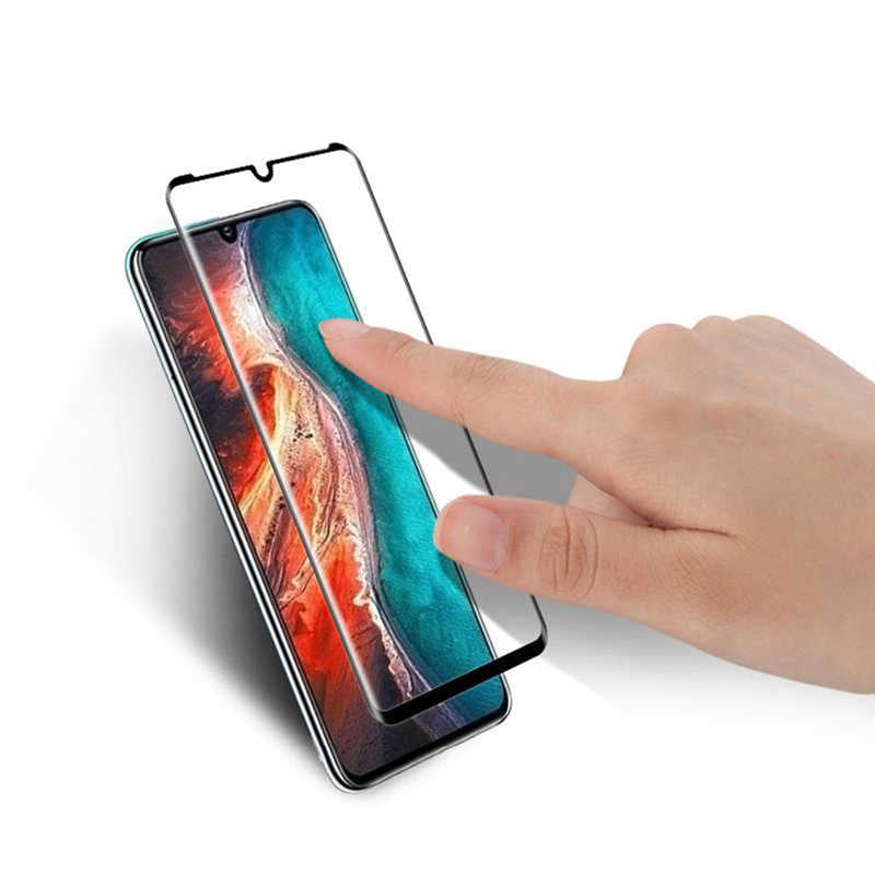 Huawei P30 Zore Kenarları Kırılmaya Dayanıklı Cam Ekran Koruyucu Siyah