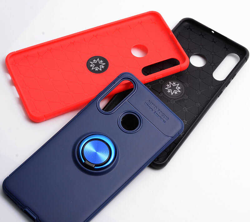 Huawei P30 Lite Kılıf Zore Ravel Silikon Kapak Siyah-Kırmızı