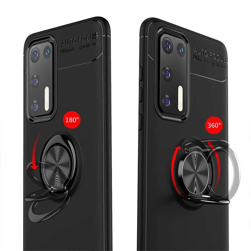 Huawei P40 Kılıf Zore Ravel Silikon Kapak Siyah-Mavi
