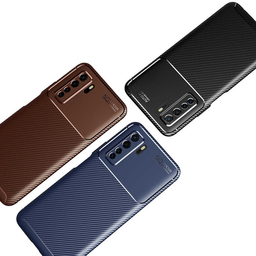 Huawei P40 Lite 5G Kılıf Zore Negro Silikon Kapak Kahverengi