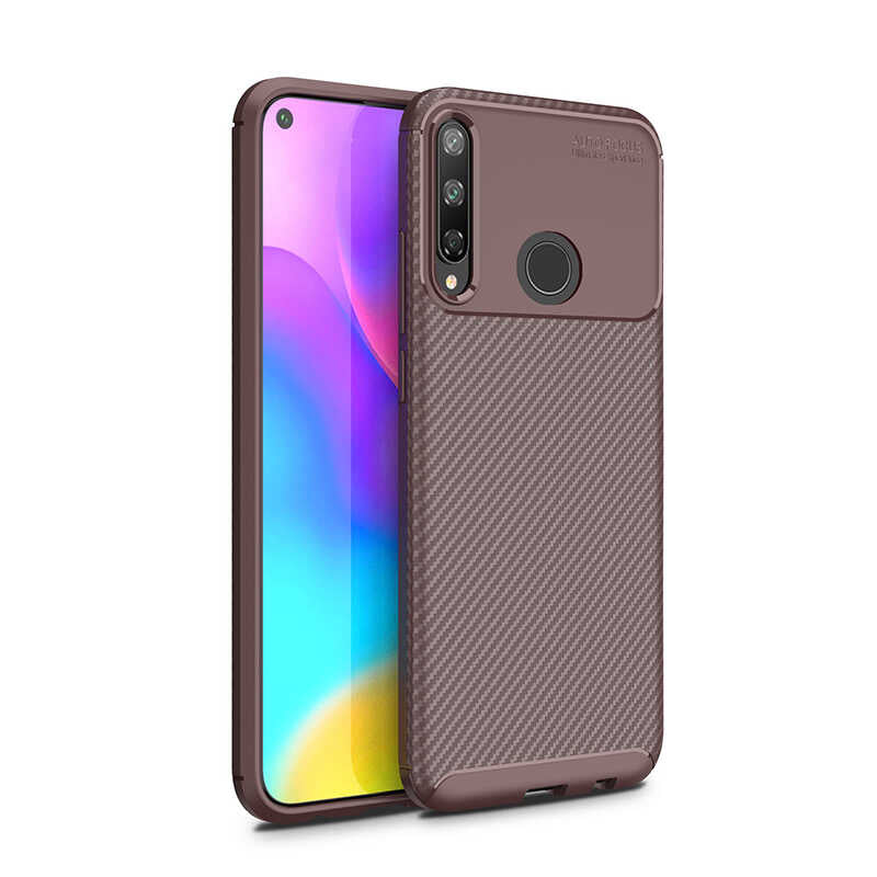 Huawei P40 Lite E Kılıf Zore Negro Silikon Kapak Kahverengi