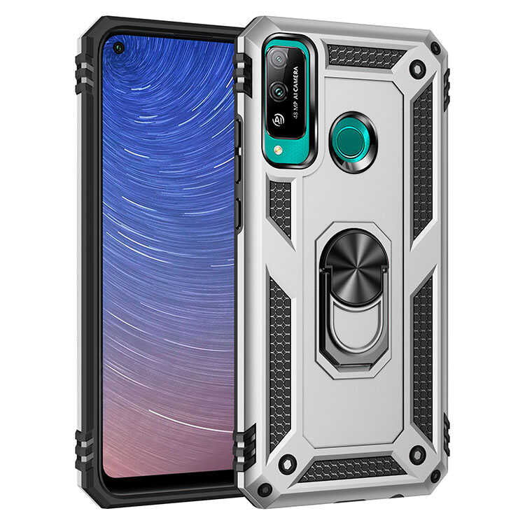 Huawei P40 Lite E Kılıf Zore Vega Kapak Gri