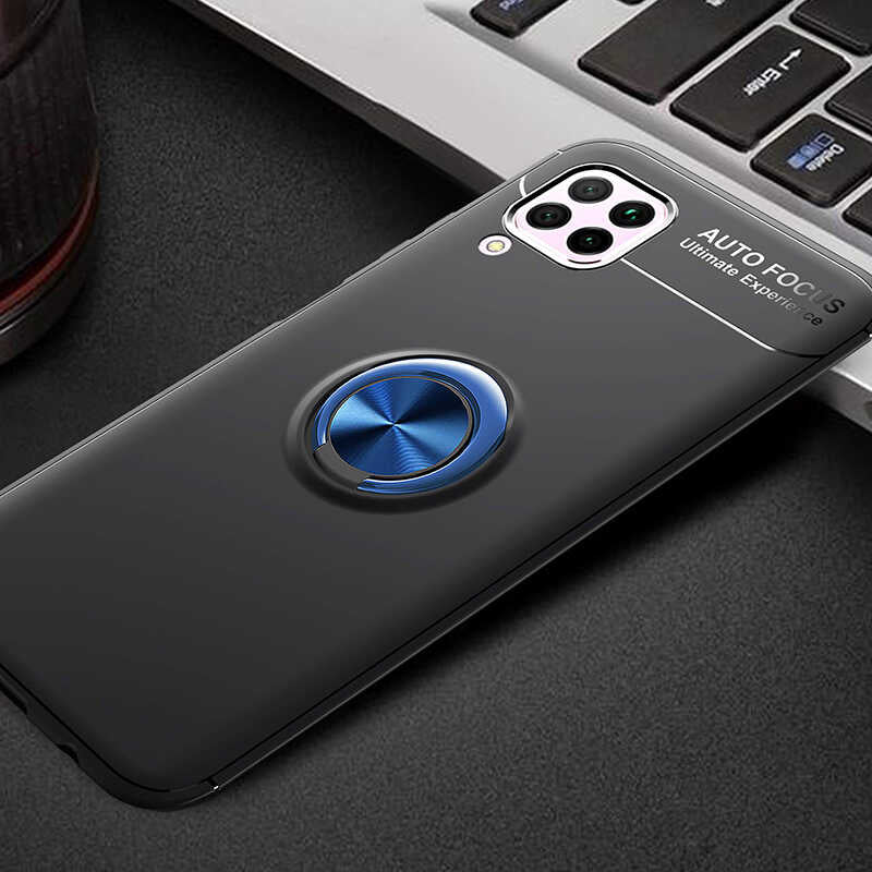 Huawei P40 Lite Kılıf Zore Ravel Silikon Kapak Siyah-Rose Gold