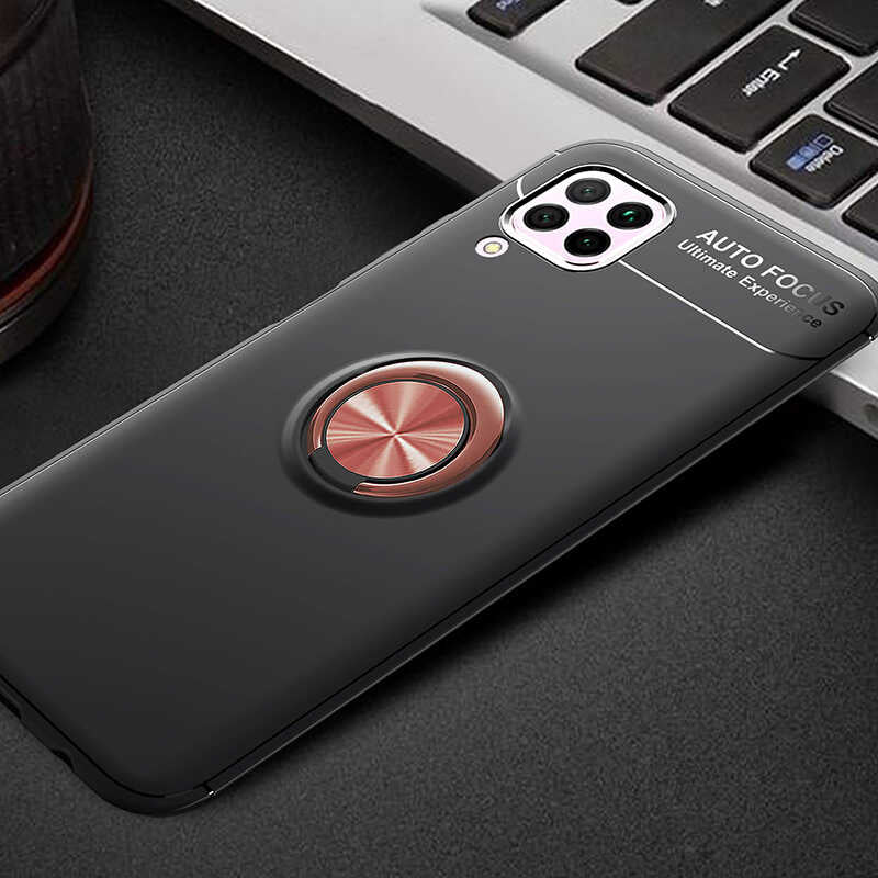 Huawei P40 Lite Kılıf Zore Ravel Silikon Kapak Siyah-Kırmızı