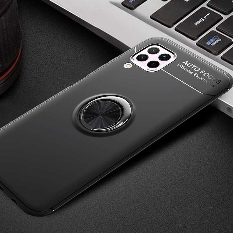 Huawei P40 Lite Kılıf Zore Ravel Silikon Kapak Siyah-Kırmızı