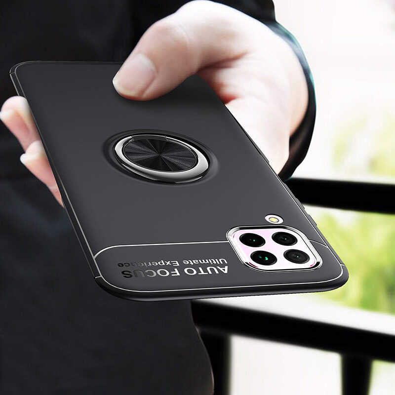Huawei P40 Lite Kılıf Zore Ravel Silikon Kapak Siyah-Mavi