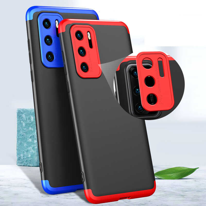 Huawei P40 Pro Kılıf Zore Ays Kapak Siyah-Kırmızı