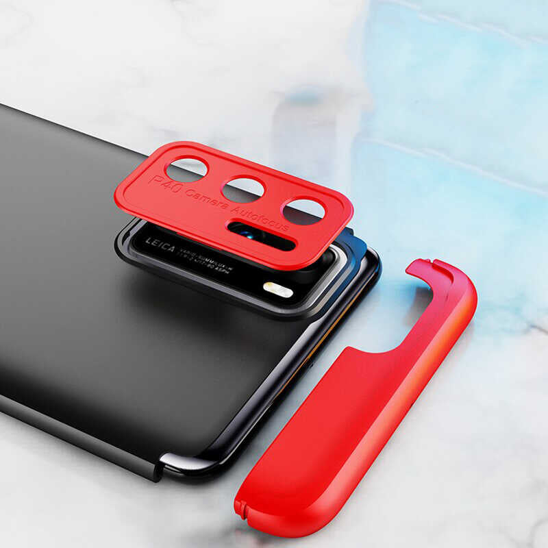 Huawei P40 Pro Kılıf Zore Ays Kapak Siyah-Kırmızı