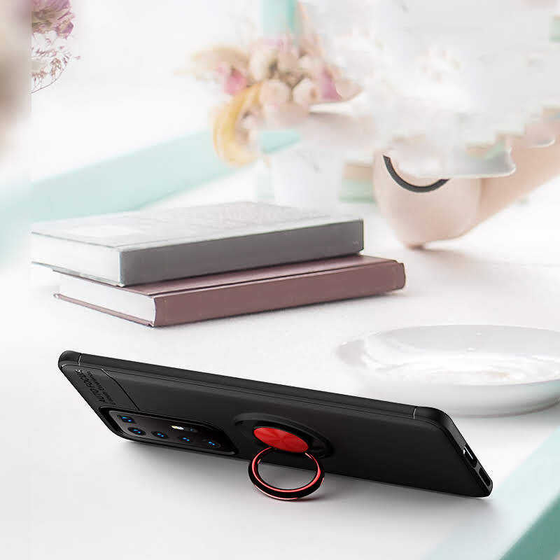 Huawei P40 Pro Kılıf Zore Ravel Silikon Kapak Siyah-Mavi