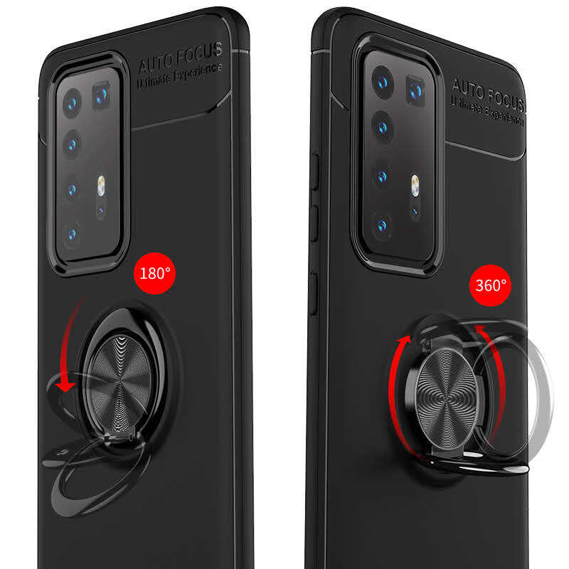 Huawei P40 Pro Kılıf Zore Ravel Silikon Kapak Siyah-Kırmızı
