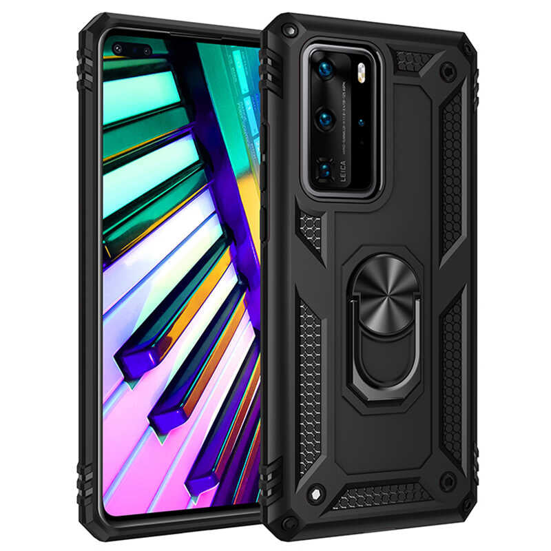 Huawei P40 Pro Kılıf Zore Vega Kapak Siyah
