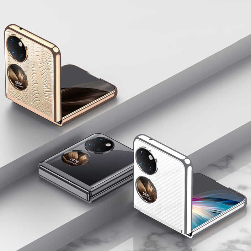 Huawei P50 Pocket Kılıf Zore Kıpta Kapak Gümüş