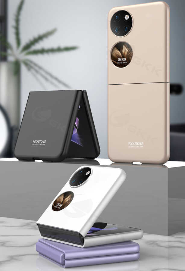 Huawei P50 Pocket Kılıf Zore Sert Kıpta Kapak Beyaz