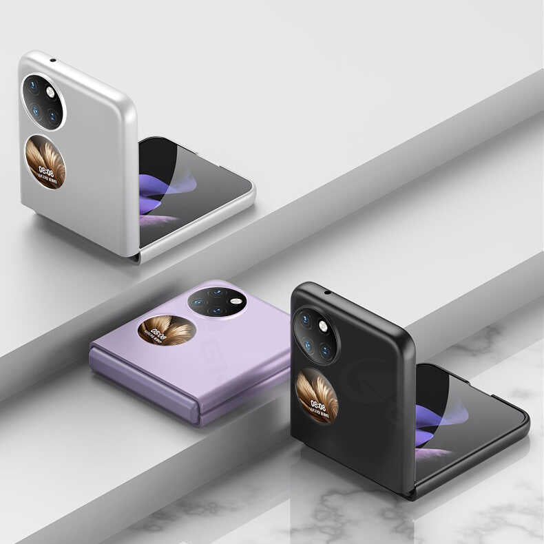 Huawei P50 Pocket Kılıf Zore Sert Kıpta Kapak Beyaz